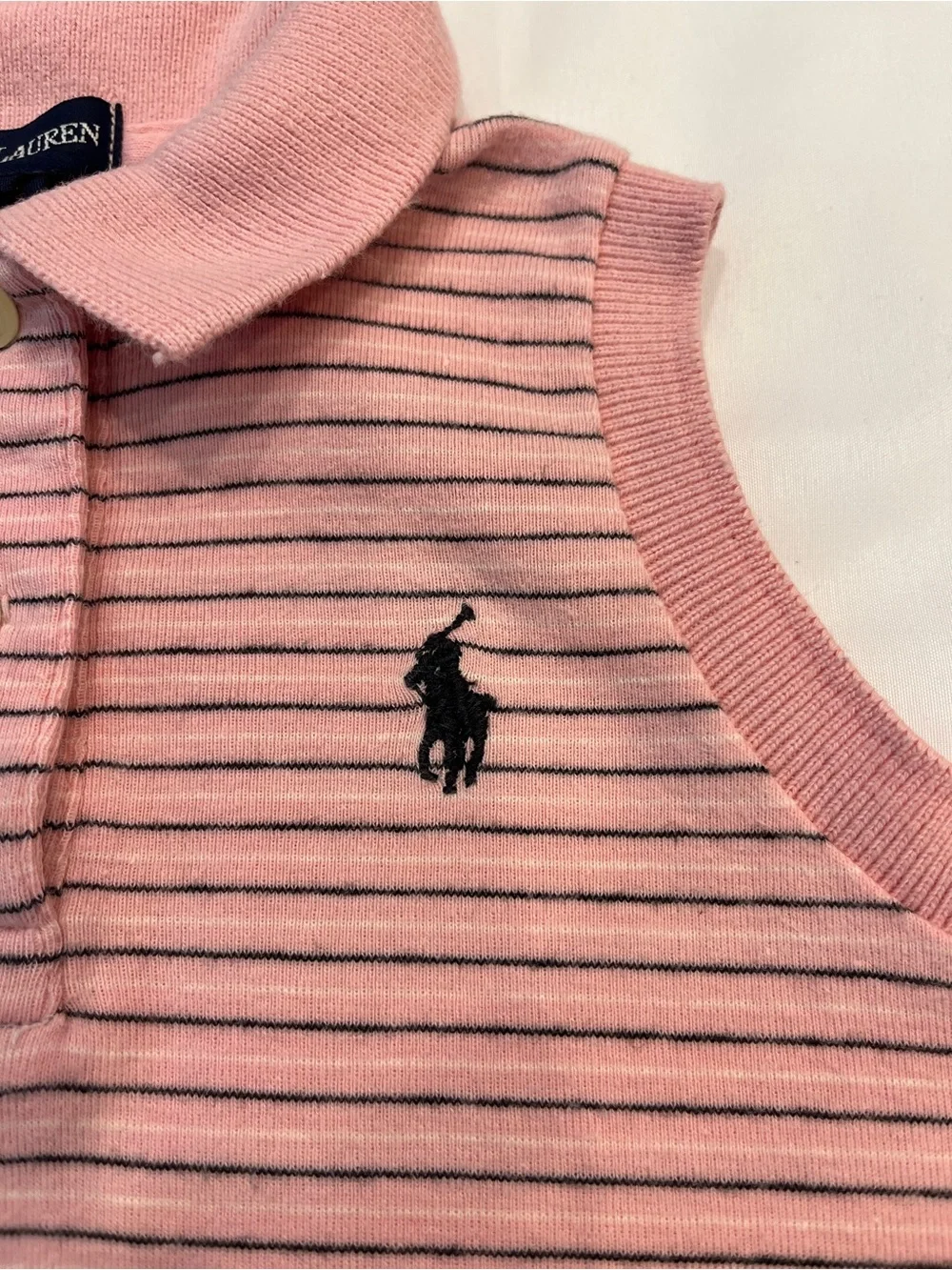 Ralph Lauren 90s Pink Navy Striped A Line Polo Vintage Dress 2T